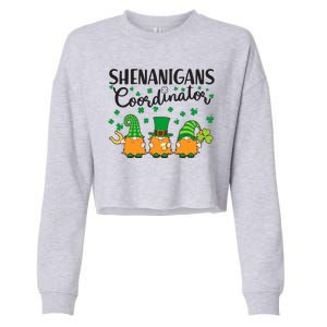 Funny St Patricks Day Shenanigans Coordinator Gnomes Cropped Pullover Crew