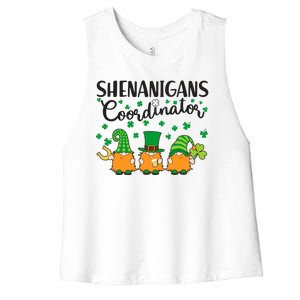 Funny St Patricks Day Shenanigans Coordinator Gnomes Women's Racerback Cropped Tank