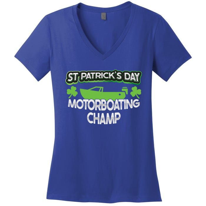 Funny St Patricks Day Adult Humor Motorboating Joke Gift Women's V-Neck T-Shirt