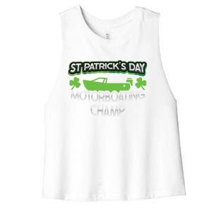 Funny St Patricks Day Adult Humor Motorboating Joke Gift Women's Racerback Cropped Tank