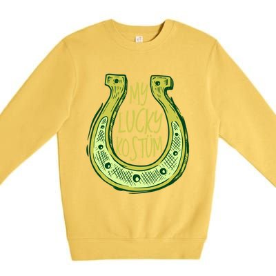 Funny Saint Patrick Day Costume Gift Horseshoe Lucky Design Gift Premium Crewneck Sweatshirt