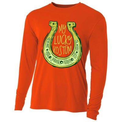 Funny Saint Patrick Day Costume Gift Horseshoe Lucky Design Gift Cooling Performance Long Sleeve Crew