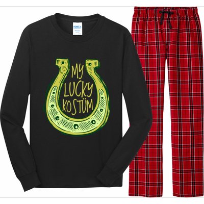 Funny Saint Patrick Day Costume Gift Horseshoe Lucky Design Gift Long Sleeve Pajama Set