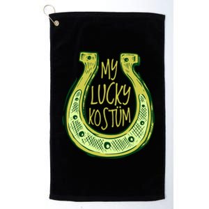 Funny Saint Patrick Day Costume Gift Horseshoe Lucky Design Gift Platinum Collection Golf Towel