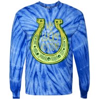 Funny Saint Patrick Day Costume Gift Horseshoe Lucky Design Gift Tie-Dye Long Sleeve Shirt