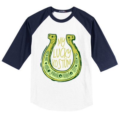 Funny Saint Patrick Day Costume Gift Horseshoe Lucky Design Gift Baseball Sleeve Shirt