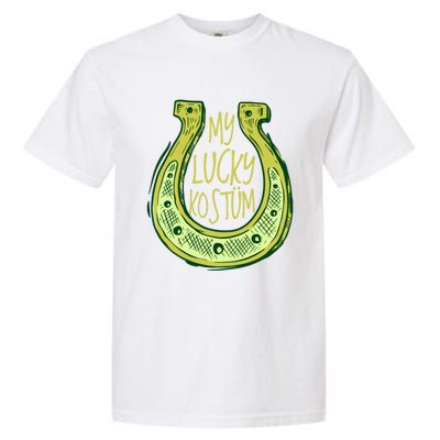 Funny Saint Patrick Day Costume Gift Horseshoe Lucky Design Gift Garment-Dyed Heavyweight T-Shirt