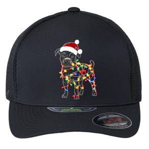 Funny Santa Pitbull Retriever Christmas Lights Dog Lover Cool Gift Flexfit Unipanel Trucker Cap