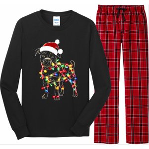 Funny Santa Pitbull Retriever Christmas Lights Dog Lover Cool Gift Long Sleeve Pajama Set