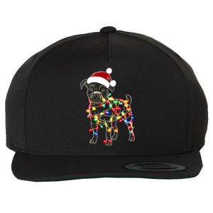 Funny Santa Pitbull Retriever Christmas Lights Dog Lover Cool Gift Wool Snapback Cap