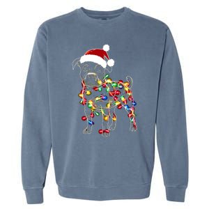 Funny Santa Pitbull Retriever Christmas Lights Dog Lover Cool Gift Garment-Dyed Sweatshirt