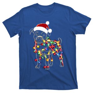 Funny Santa Pitbull Retriever Christmas Lights Dog Lover Cool Gift T-Shirt