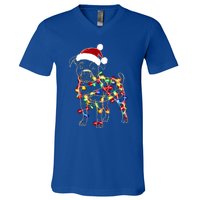 Funny Santa Pitbull Retriever Christmas Lights Dog Lover Cool Gift V-Neck T-Shirt