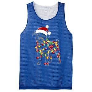 Funny Santa Pitbull Retriever Christmas Lights Dog Lover Cool Gift Mesh Reversible Basketball Jersey Tank