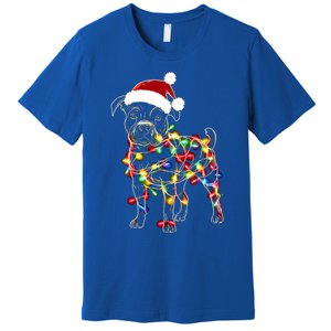 Funny Santa Pitbull Retriever Christmas Lights Dog Lover Cool Gift Premium T-Shirt