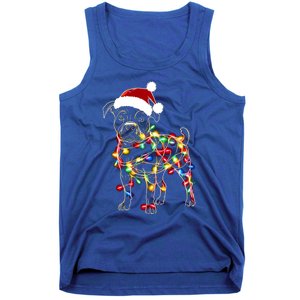 Funny Santa Pitbull Retriever Christmas Lights Dog Lover Cool Gift Tank Top