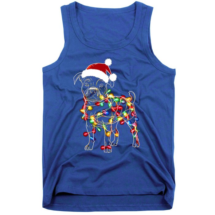 Funny Santa Pitbull Retriever Christmas Lights Dog Lover Cool Gift Tank Top