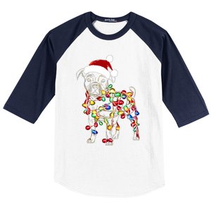 Funny Santa Pitbull Retriever Christmas Lights Dog Lover Cool Gift Baseball Sleeve Shirt