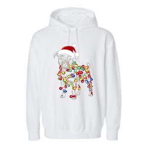 Funny Santa Pitbull Retriever Christmas Lights Dog Lover Cool Gift Garment-Dyed Fleece Hoodie