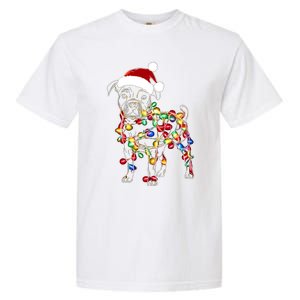 Funny Santa Pitbull Retriever Christmas Lights Dog Lover Cool Gift Garment-Dyed Heavyweight T-Shirt