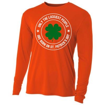 Funny St Patricks Day Birthday Shamrock Luckiest Birthday Gift Cooling Performance Long Sleeve Crew