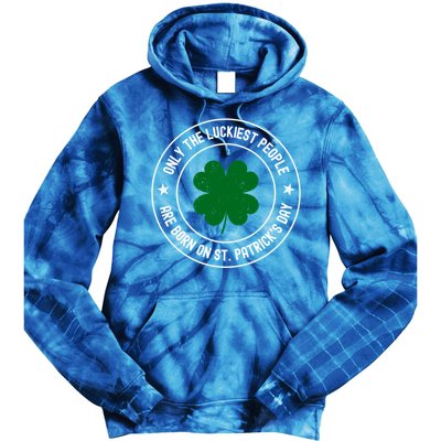 Funny St Patricks Day Birthday Shamrock Luckiest Birthday Gift Tie Dye Hoodie