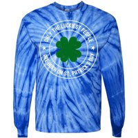 Funny St Patricks Day Birthday Shamrock Luckiest Birthday Gift Tie-Dye Long Sleeve Shirt