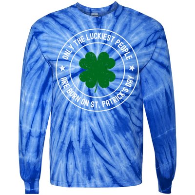 Funny St Patricks Day Birthday Shamrock Luckiest Birthday Gift Tie-Dye Long Sleeve Shirt