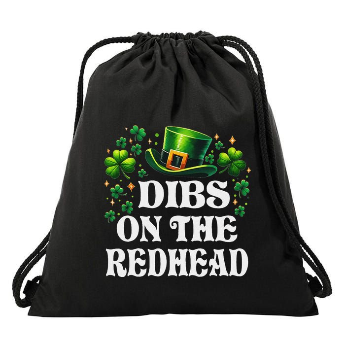 Funny St PatrickS Day Dibs On The Redhead Shamrock Drawstring Bag