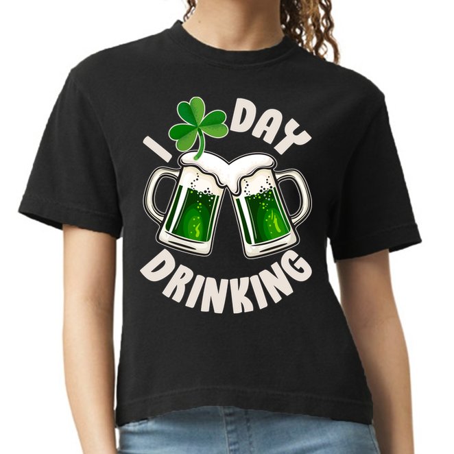 Funny St Patricks Day I Love Day Drinking Green Beer Comfort Colors Boxy T-Shirt