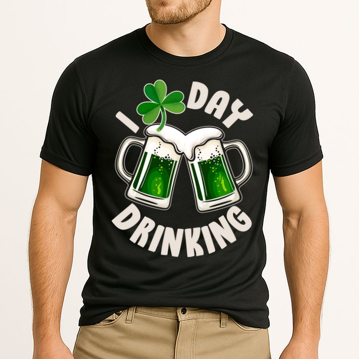 Funny St Patricks Day I Love Day Drinking Green Beer Cooling Performance Crew T-Shirt