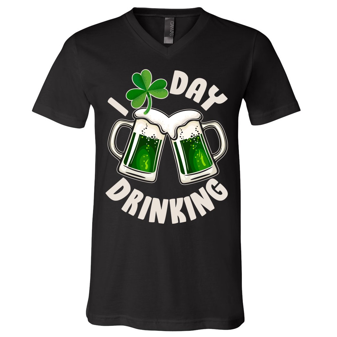 Funny St Patricks Day I Love Day Drinking Green Beer V-Neck T-Shirt
