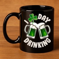 Funny St Patricks Day I Love Day Drinking Green Beer 11oz C Handle Ceramic Mug