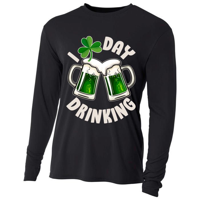 Funny St Patricks Day I Love Day Drinking Green Beer Cooling Performance Long Sleeve Crew