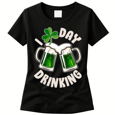 Funny St Patricks Day I Love Day Drinking Green Beer Womens T-Shirt