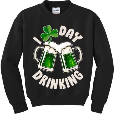 Funny St Patricks Day I Love Day Drinking Green Beer Kids Sweatshirt