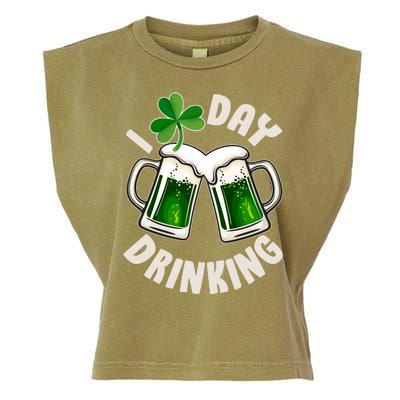 Funny St Patricks Day I Love Day Drinking Green Beer Garment-Dyed Women's Muscle Tee