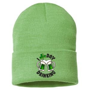 Funny St Patricks Day I Love Day Drinking Green Beer Sustainable Knit Beanie