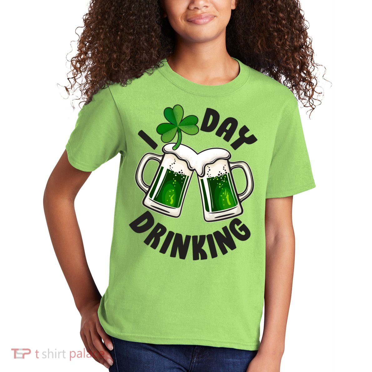 Funny St Patricks Day I Love Day Drinking Green Beer Kids T-Shirt