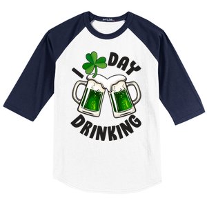 Funny St Patricks Day I Love Day Drinking Green Beer Baseball Sleeve Shirt