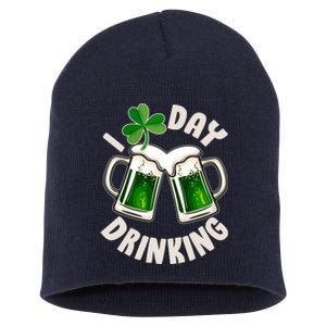 Funny St Patricks Day I Love Day Drinking Green Beer Short Acrylic Beanie