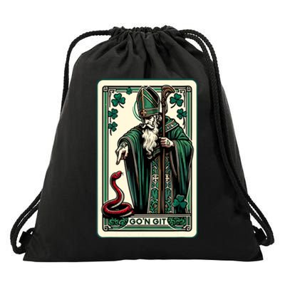 Funny St Patricks Day Tarot Card Gon Git St Patrick Vintage Drawstring Bag