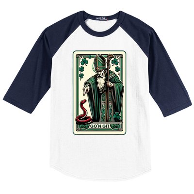 Funny St Patricks Day Tarot Card Gon Git St Patrick Vintage Baseball Sleeve Shirt