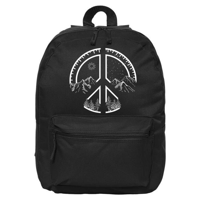 Four Seasons Peace Sign Outdoor Adventure Hippie Retro 60s 16 in Basic Backpack