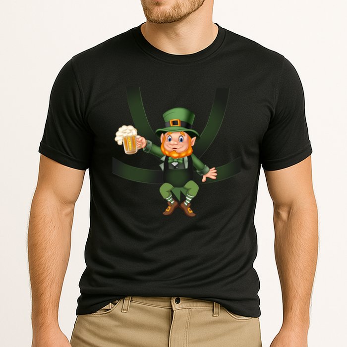 Funny St Patricks Day Leprechaun Beer In Baby Chest Carrier Cooling Performance Crew T-Shirt