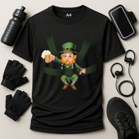 Funny St Patricks Day Leprechaun Beer In Baby Chest Carrier Cooling Performance Crew T-Shirt