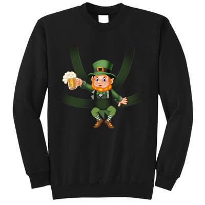 Funny St Patricks Day Leprechaun Beer In Baby Chest Carrier Sweatshirt