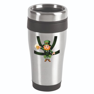 Funny St Patricks Day Leprechaun Beer In Baby Chest Carrier 16oz Travel Tumbler