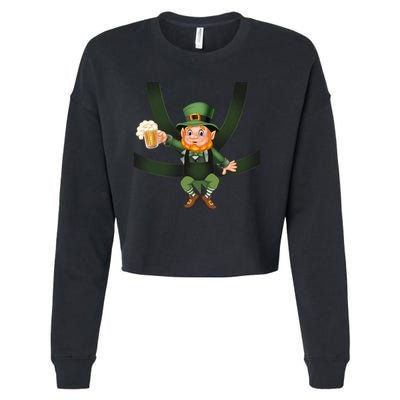 Funny St Patricks Day Leprechaun Beer In Baby Chest Carrier Cropped Pullover Crew