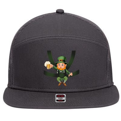 Funny St Patricks Day Leprechaun Beer In Baby Chest Carrier 7 Panel Mesh Trucker Snapback Hat